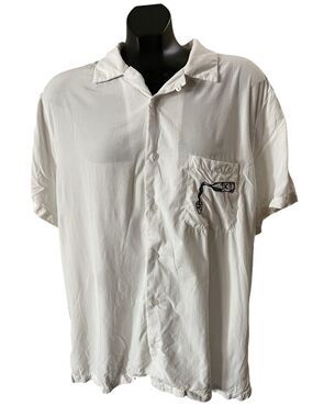 Simpler Daze White Surreal Graphic Button-Up - Size M